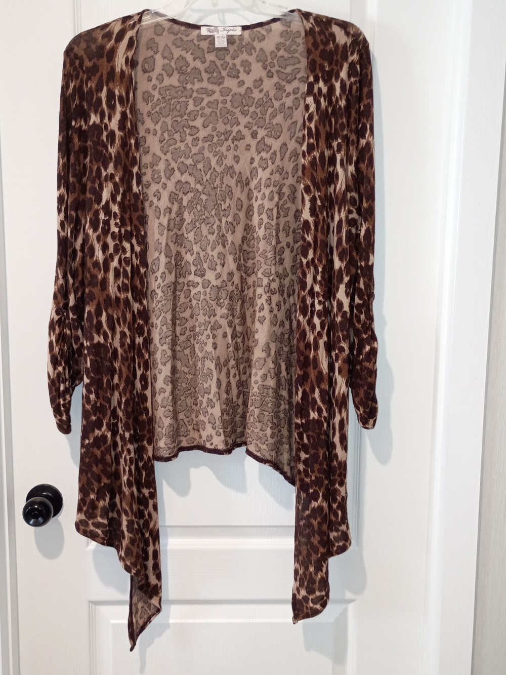 Inspire - Brown Leopard-Print Open Front Cardigan - Size 22/24